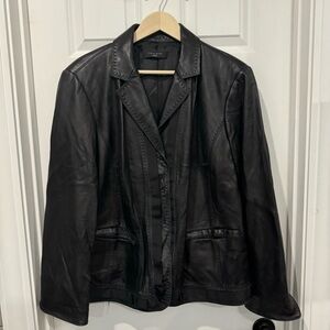 Tahari black leather jacket (20)